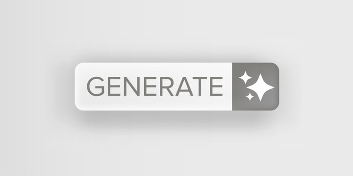 AI generated white paper style button for artificial intelligence generate app vector design. Artificial intelligence generate button for web application and AI generation online tool UI