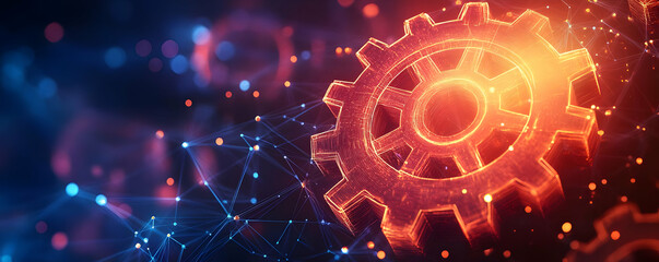 Glowing Digital Gear Abstract Technology Background