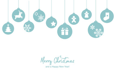 アイコン装飾のボールとクリスマスカード