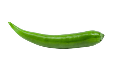 Green chili pepper isolated against white background