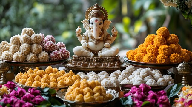 Traditional Indian Sweets and Offerings for Hindu Festival