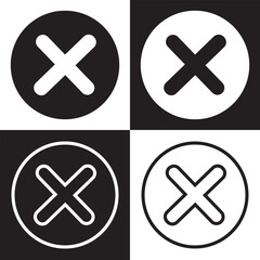 Fototapeta premium Close vector icon. Delete icon vector. cross sign. Wrong sign. Reject icon. Cancel icon. Cross. Prohibition sign. Alert sign. Isolated on black and white background. Vector Illustration. EPS 10