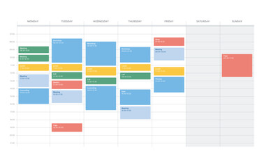 calendar weekly template ui ux vector