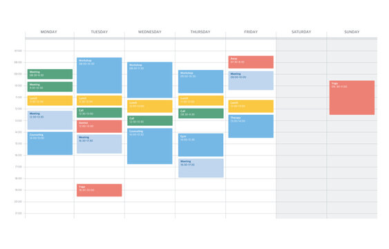 calendar weekly template ui ux vector
