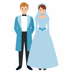 Fototapeta premium A beautiful American couple traditional in vector design on a white background 