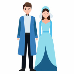 A beautiful American couple traditional in vector design on a white background 