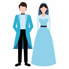 Fototapeta premium A beautiful American couple traditional in vector design on a white background 