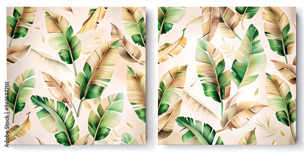 Wall mural Abstract background banana leaves