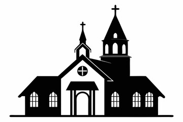 Church house vector silhouette, Christian church icon, Christian church with cross vector
