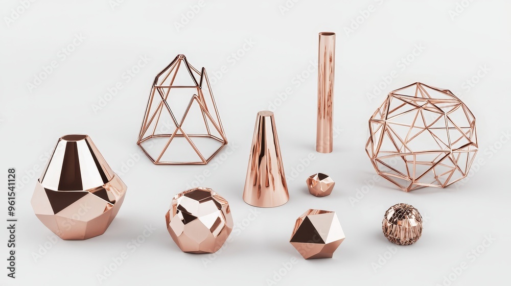 Fototapete 3d render primitives set with realistic detailed geometry