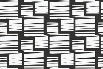 Abstract organic shapes square seamless pattern. Vector hand drawing unique large squares print. Black and white simple background. Contemporary minimalist ornament