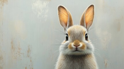 A rabbit is staring at the camera with its ears perked up