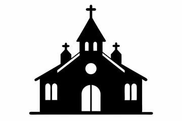 Church silhouette vector, Christian church house icon, Church building vector illustration

