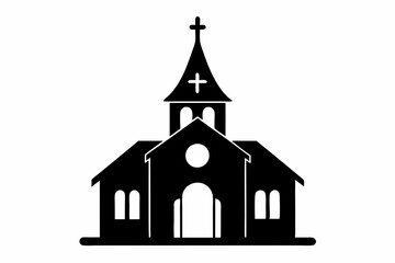 Church silhouette vector, Christian church house icon, Church building vector illustration

