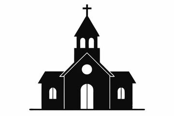 Church silhouette vector, Christian church house icon, Church building vector illustration

