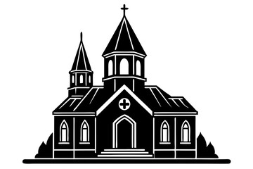 Church silhouette vector, Christian church house icon, Church building vector illustration

