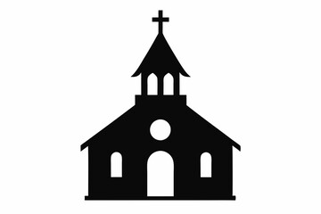 Church silhouette vector, Christian church house icon, Church building vector illustration

