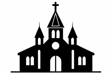Church silhouette vector, Christian church house icon, Church building vector illustration

