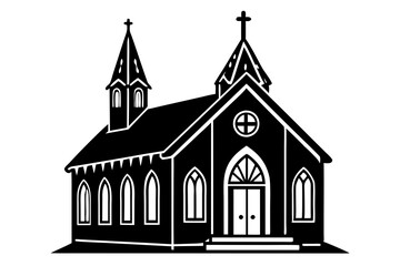 Church silhouette vector, Christian church house icon, Church building vector illustration

