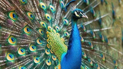 a peacock showing off its feathers, looking proud