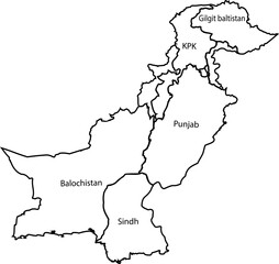 Pakistan map outline vector illustration