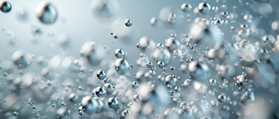  Blue and white background with drops of water and a blue sky behind them