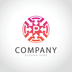 Abstract Colorful Letter P Arrow logo template