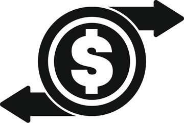 This vector icon represents the concept of money transfer, payment or financial transaction