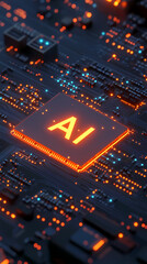 Fototapeta premium Glowing AI chip with a tech feel