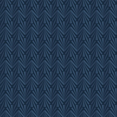 Dark Blue Masculine Art Deco Palmette Seamless Vector Repeat Pattern