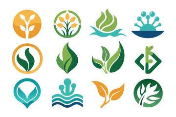 Green leaves and pink flowers on white background