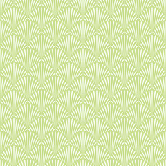 Green Palm Art Deco Scale Border Seamless Vector Repeat Pattern