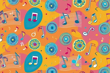 Fototapeta premium Vibrant Musical Notes and Fun Patterns on a Colorful Background