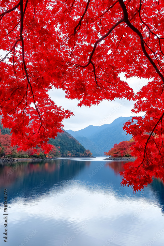 Canvas Prints Tranquil Japanese landscape showcasing the dramatic change of leaf colors in the enchanting Koyo season 