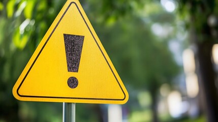 Warning sign displaying an exclamation mark for alerting of potential danger