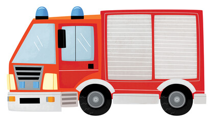 cartoon scene with firetruck fire brigade car heavy duty truck isolated illustration for kids © honeyflavour