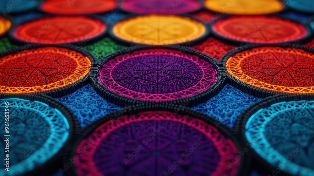 Poster colorful circular patterns.