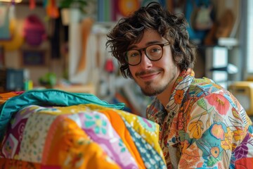 Creative gathering to craft handmade quilts in a vibrant workspace