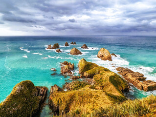 Nugget point. Coastal view at day time