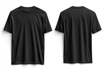 Black Tshirt Mockup Front and Back Isolated created with Generative AI