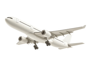 Obraz premium Airborne Journey: 3D Render of an Airplane Taking Off, Ready for Adventure, Isolated on a Transparent PNG Background 