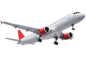 Obraz premium Airborne Journey: 3D Render of an Airplane Taking Off, Ready for Adventure, Isolated on a Transparent PNG Background 