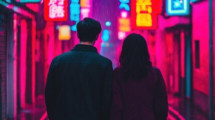 Obraz premium Neon Night Couple.