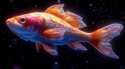 Golden Fish in a Dark Background