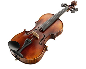 Beautiful Violin with Rich Wood Tones, Isolated on a Transparent PNG Background   