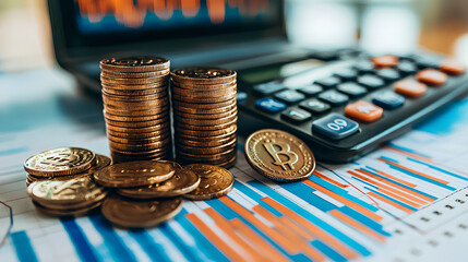 Bitcoin Cryptocurrency Financial Charts Coins Stack Calculator