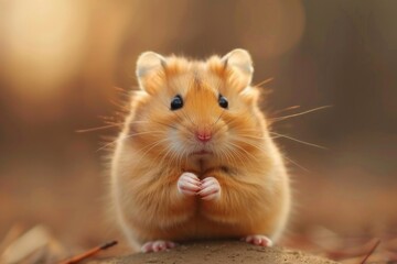 Adorable golden hamster in natural setting AI