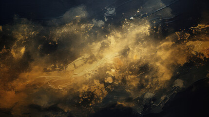 Naklejka premium Grunge abstract texture with gold and dark colors. The pattern resembles marbling or a natural mineral-like surface, creating a luxury design.