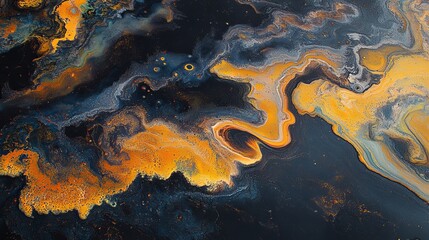 Obraz premium Abstract orange and black swirling patterns resembling cosmic landscapes