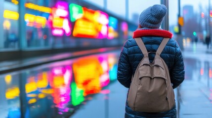 Obraz premium City Lights & Backpack.